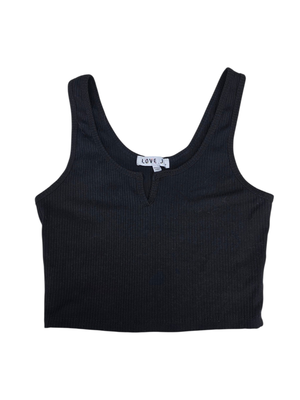 Love J Black Ribbed Cropped Tank Top
